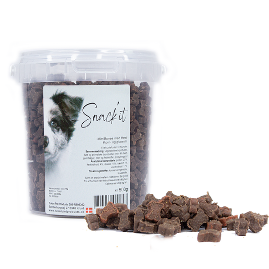 Snack'it Semi-Moist Mini Bones m. Hest 500g - nikos happy tail