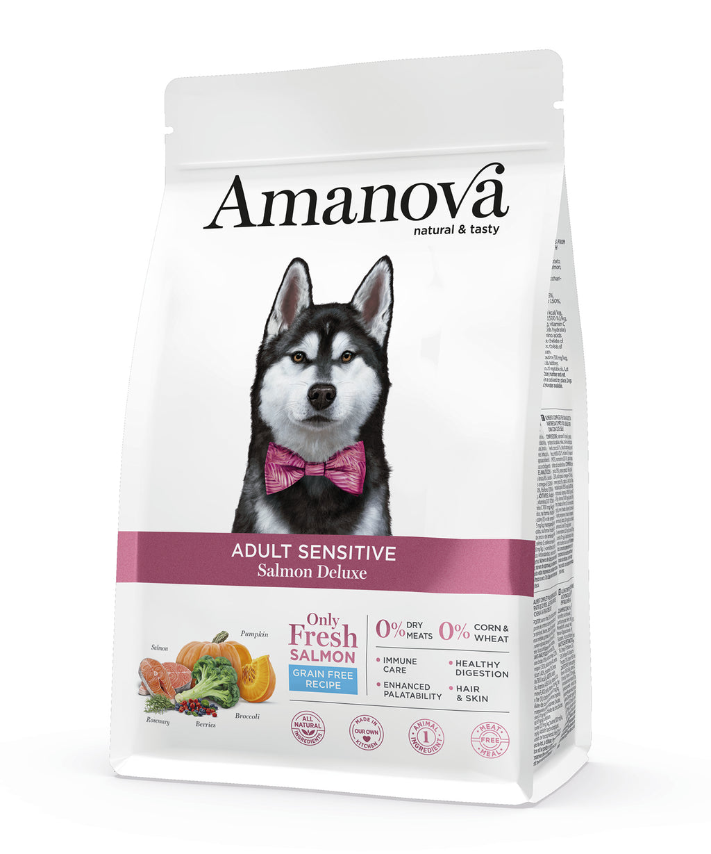 Amanova Luksus Laks Sensitive - Kornfrit voksen hundefoder - 10 kg
