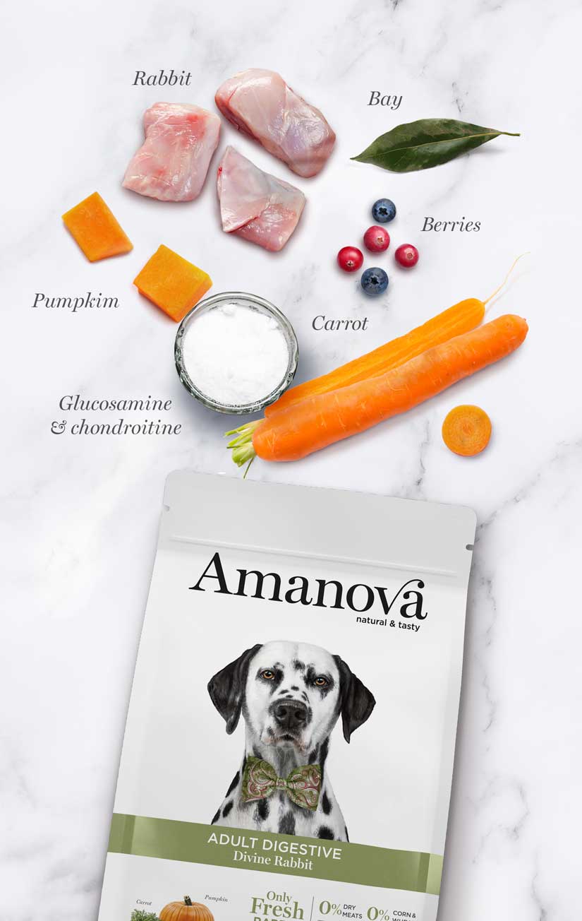 Amanova Skøn Kanin - Kornfrit voksen hundefoder - 10 kg