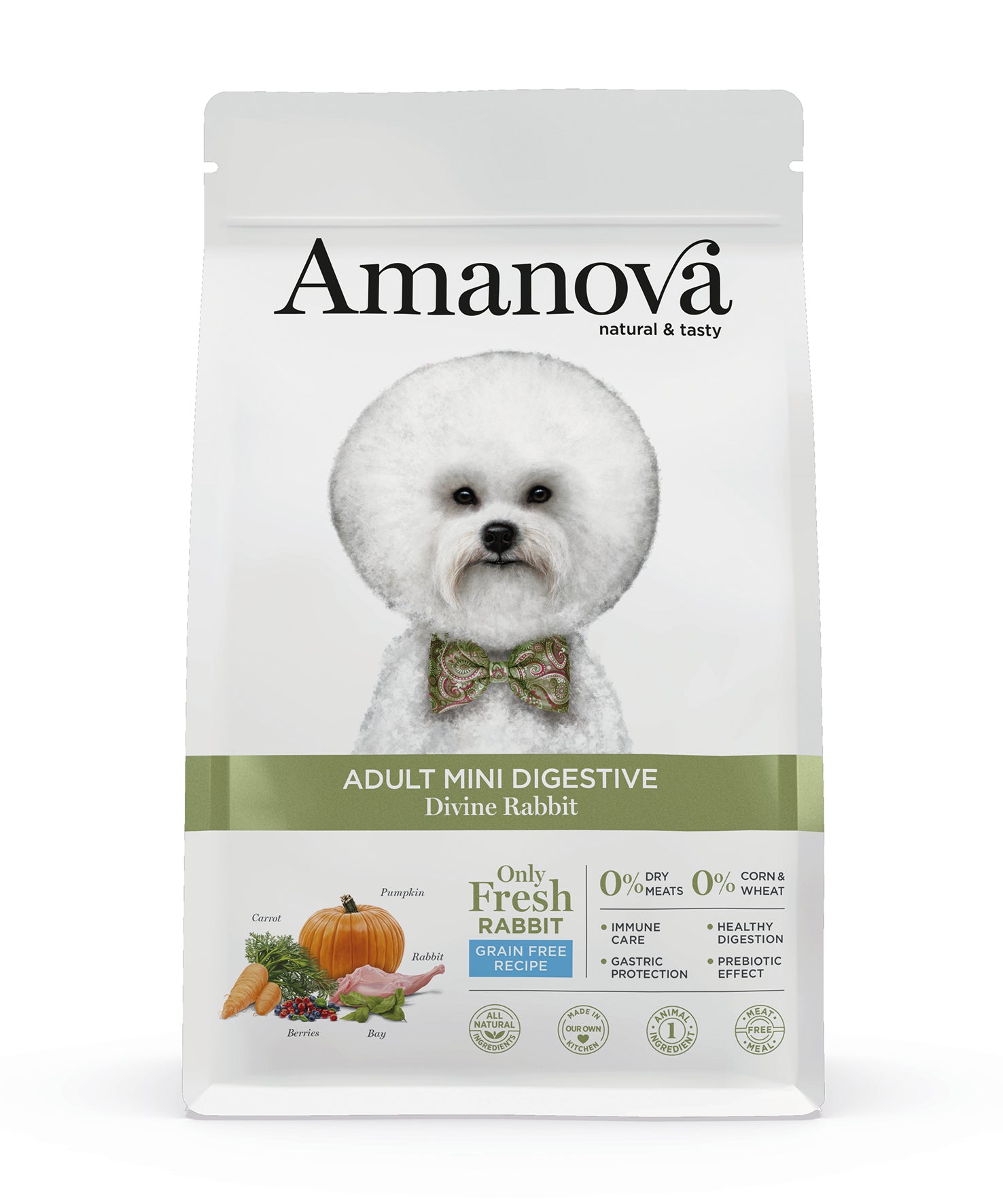 Amanova Skøn Kanin - Kornfrit voksen hundefoder til små hunde - 7 kg