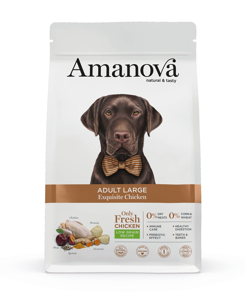 Amanova Udsøgt Kylling - Voksen hundefoder til store hunde - 12 kg