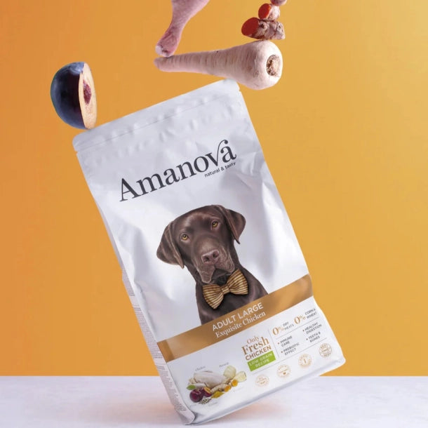 Amanova Udsøgt Kylling - Voksen hundefoder til store hunde - 12 kg