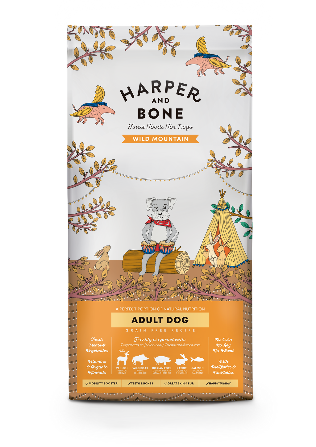Harper & Bone Wild Mountain - Kornfrit voksen hundefoder - 12 kg