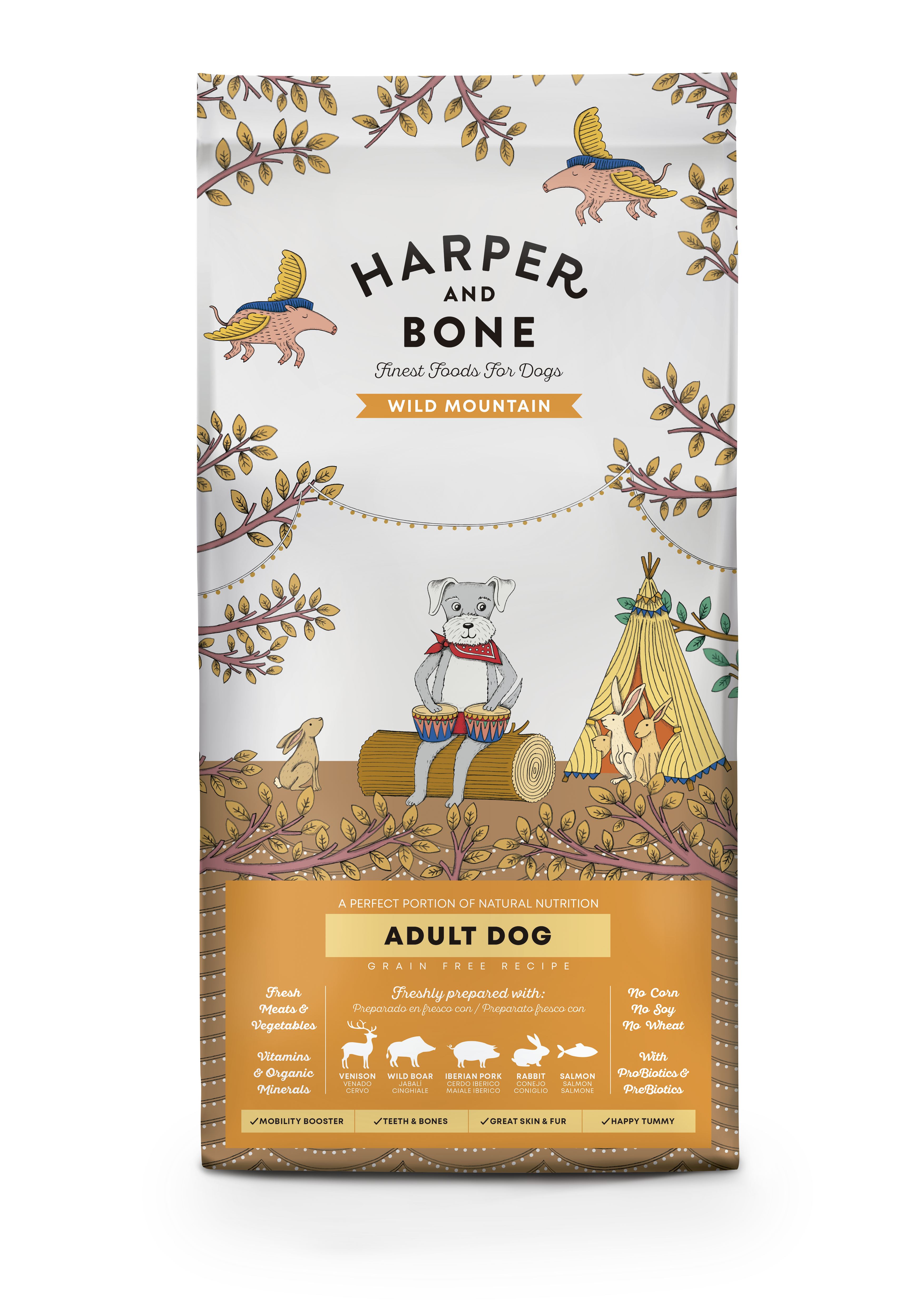 Harper & Bone Wild Mountain - Kornfrit voksen hundefoder - 12 kg