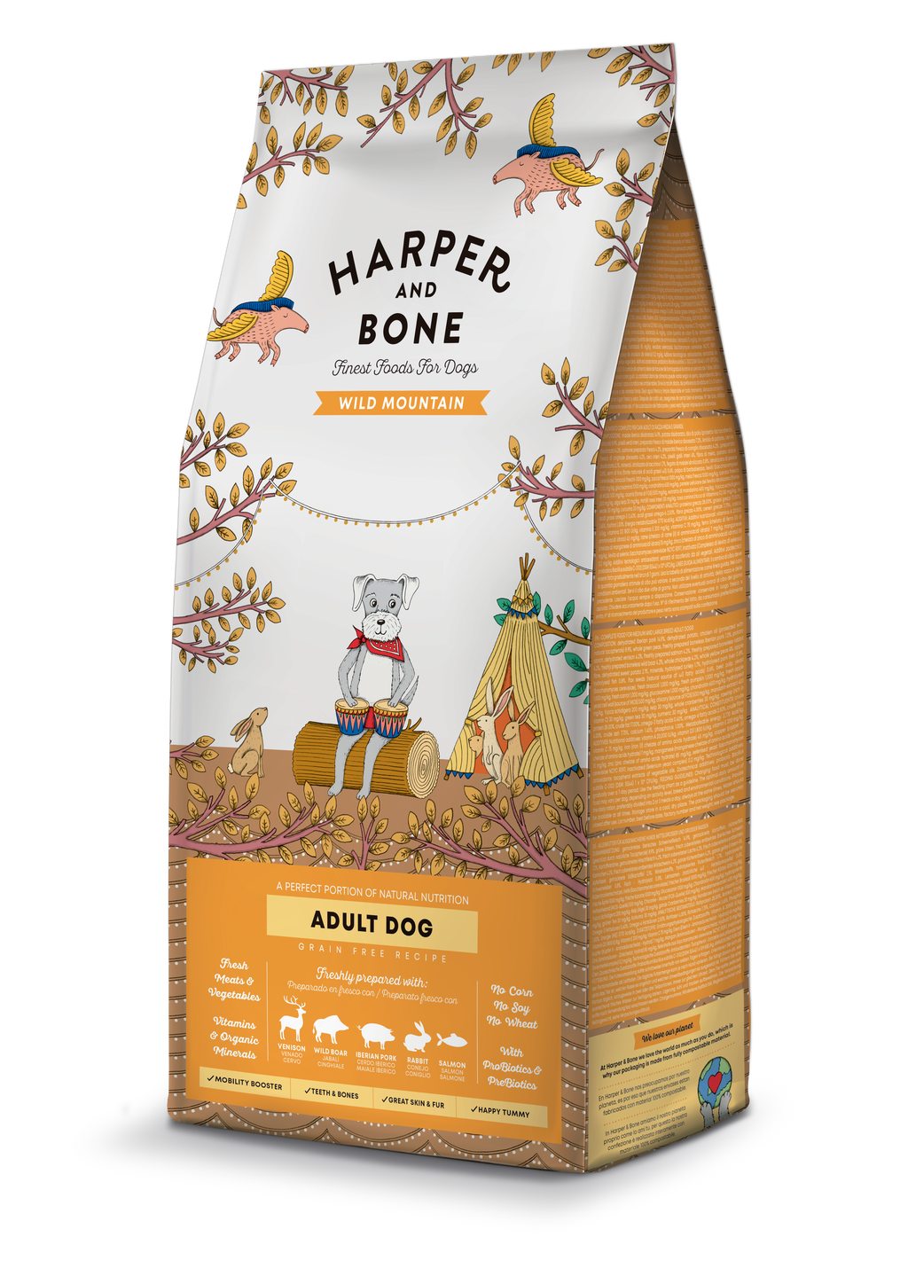 Harper & Bone Wild Mountain - Kornfrit voksen hundefoder - 12 kg