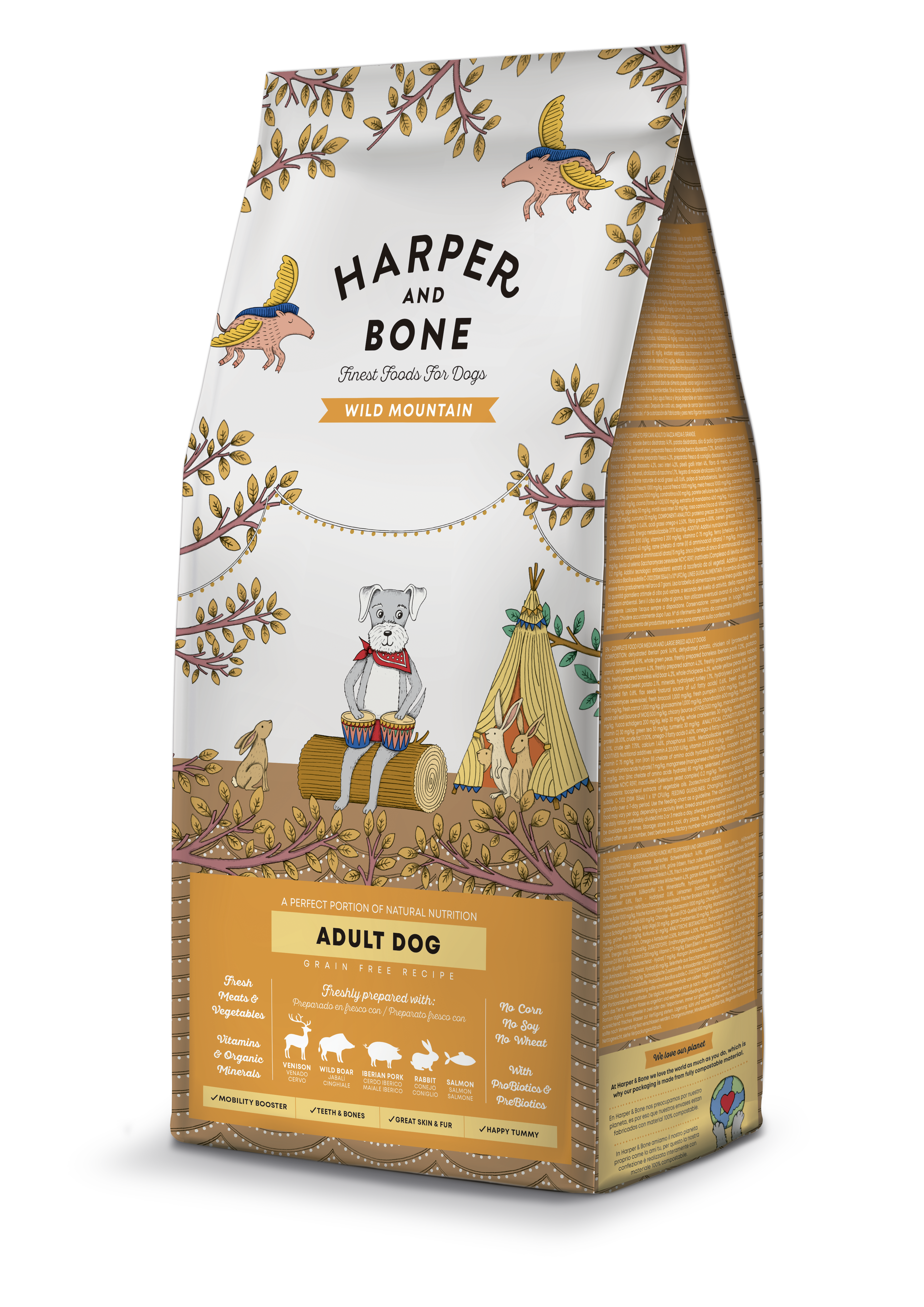 Harper & Bone Wild Mountain - Kornfrit voksen hundefoder - 12 kg
