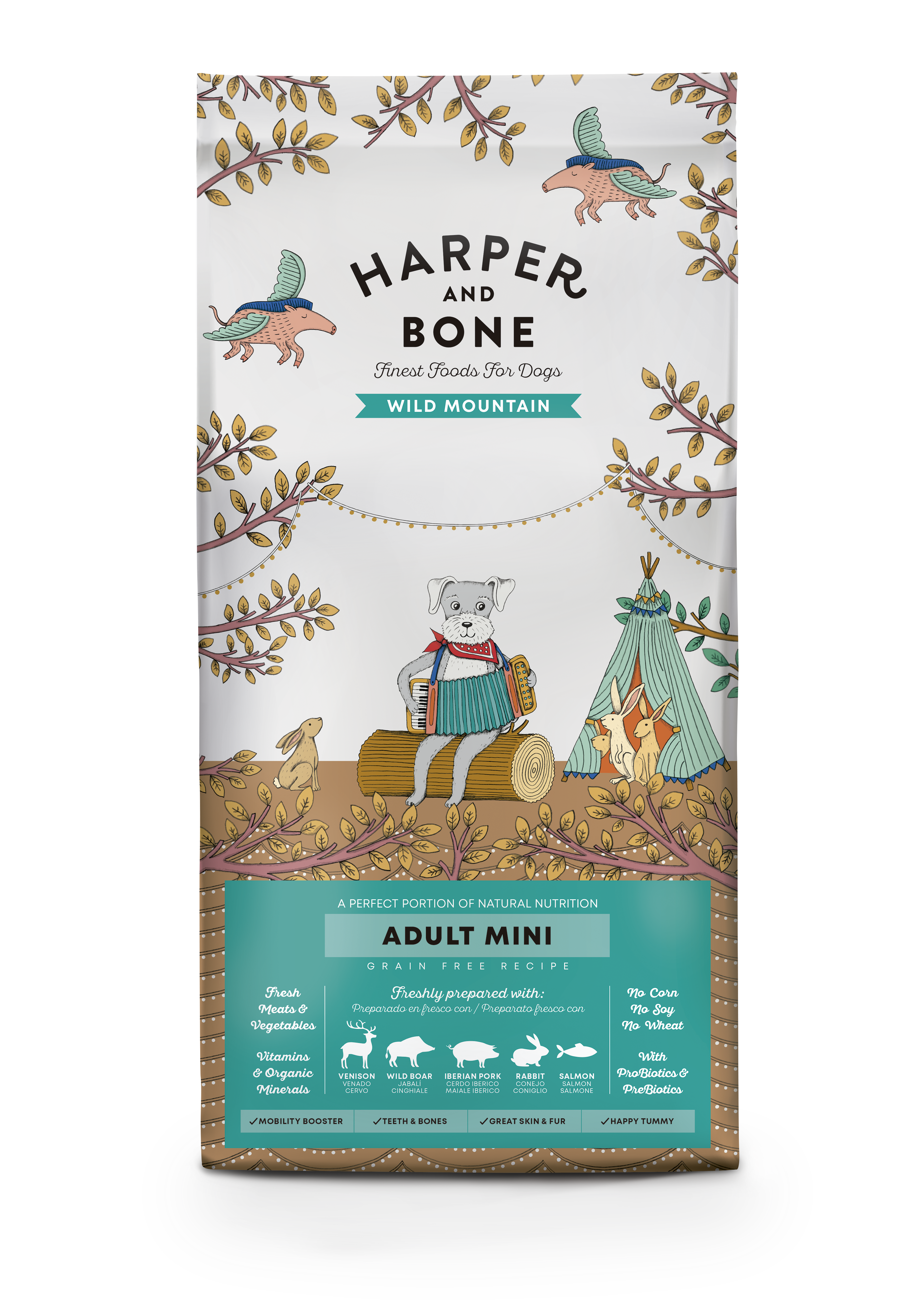 Harper & Bone Wild Mountain - Kornfrit voksen hundefoder til små hunde - 10 kg