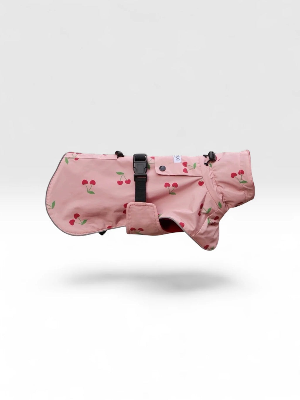 Rosa hundejakke med kirsebær