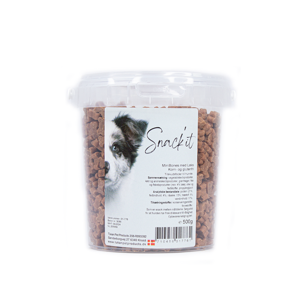 Snack'it Semi-Moist Mini Bones m. Laks 500g - nikos happy tail