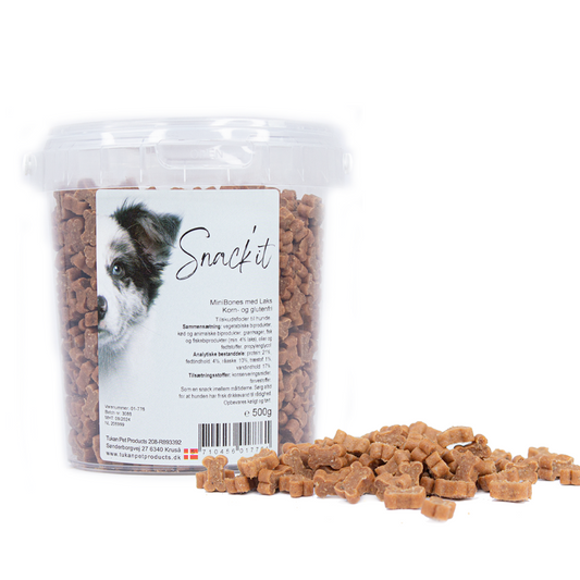 Snack'it Semi-Moist Mini Bones m. Laks 500g - nikos happy tail