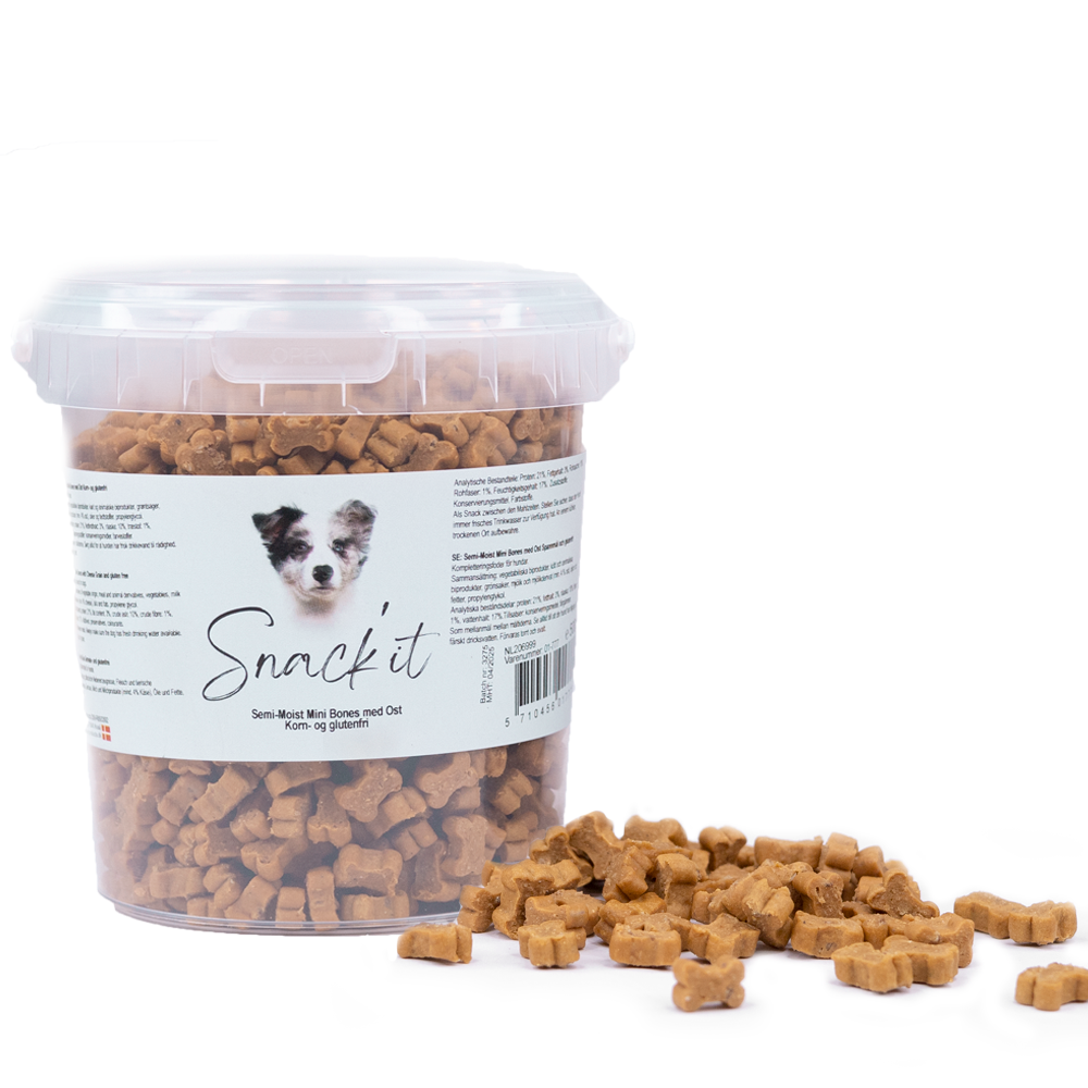 Snack'it Semi-Moist Mini Bones m. Ost 500g - nikos happy tail